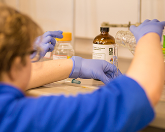 students doing chemistry experiment in the lab