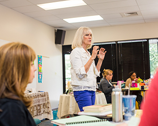 Professor in front of a classroom