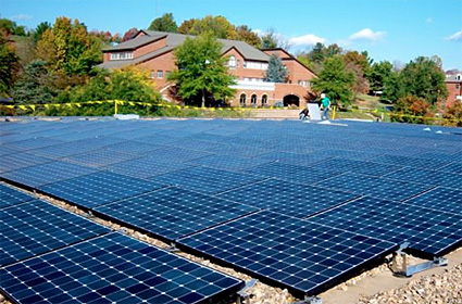 EMU's solar array on Hartzler Library rooftop