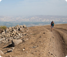 EMU grad Anna Dintaman Landis hiking the Jesus Trail