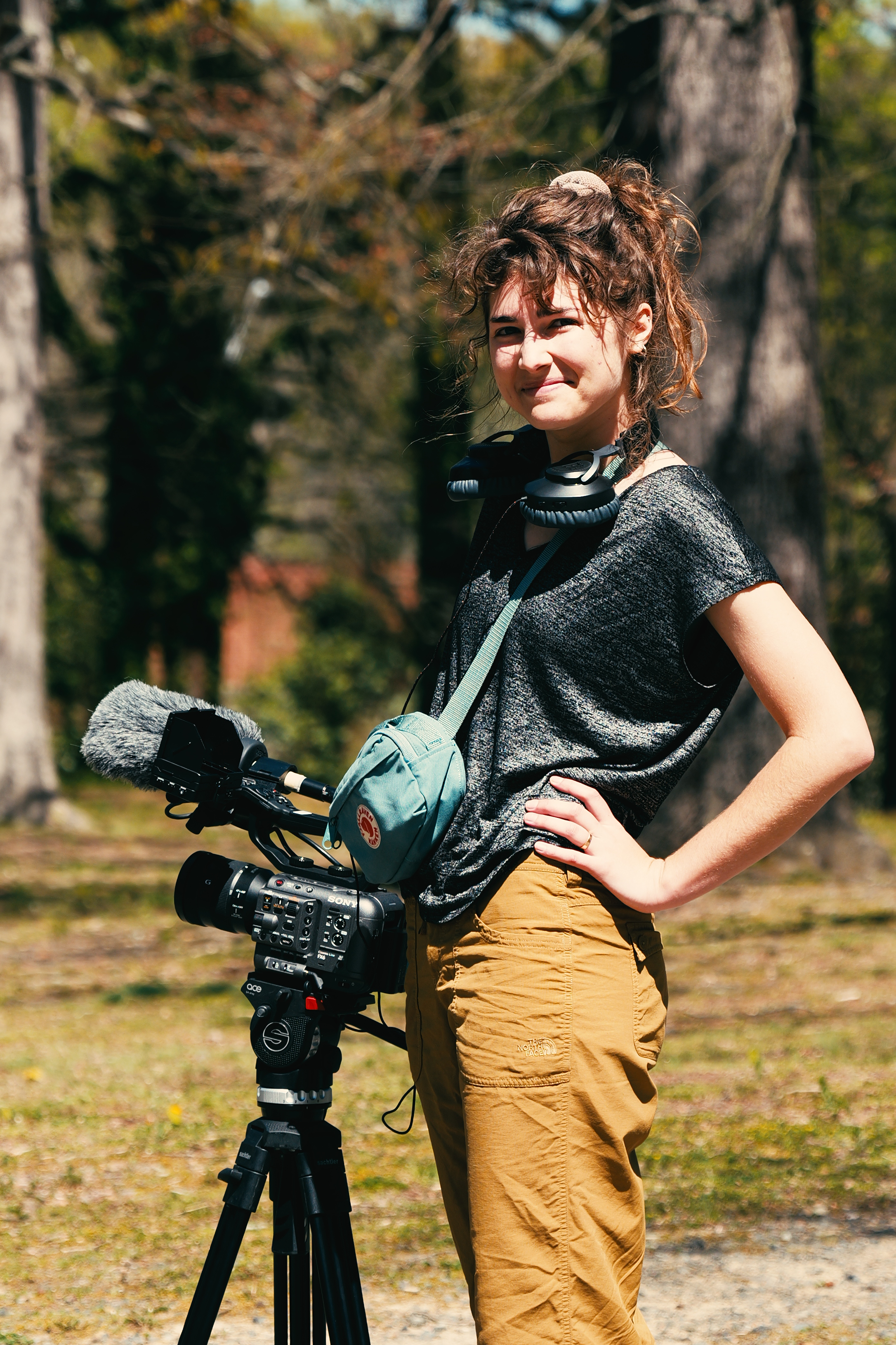 Posing with camera Professor Derstine with her camera