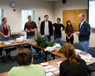 Students and faculty talking