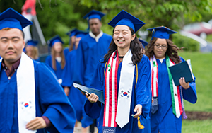 international students processing during EMU Commencement