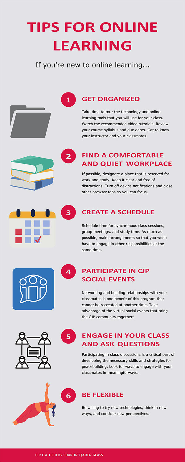 Tips for online learning infographic