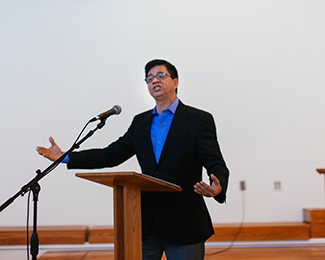 Seminary student in front of class