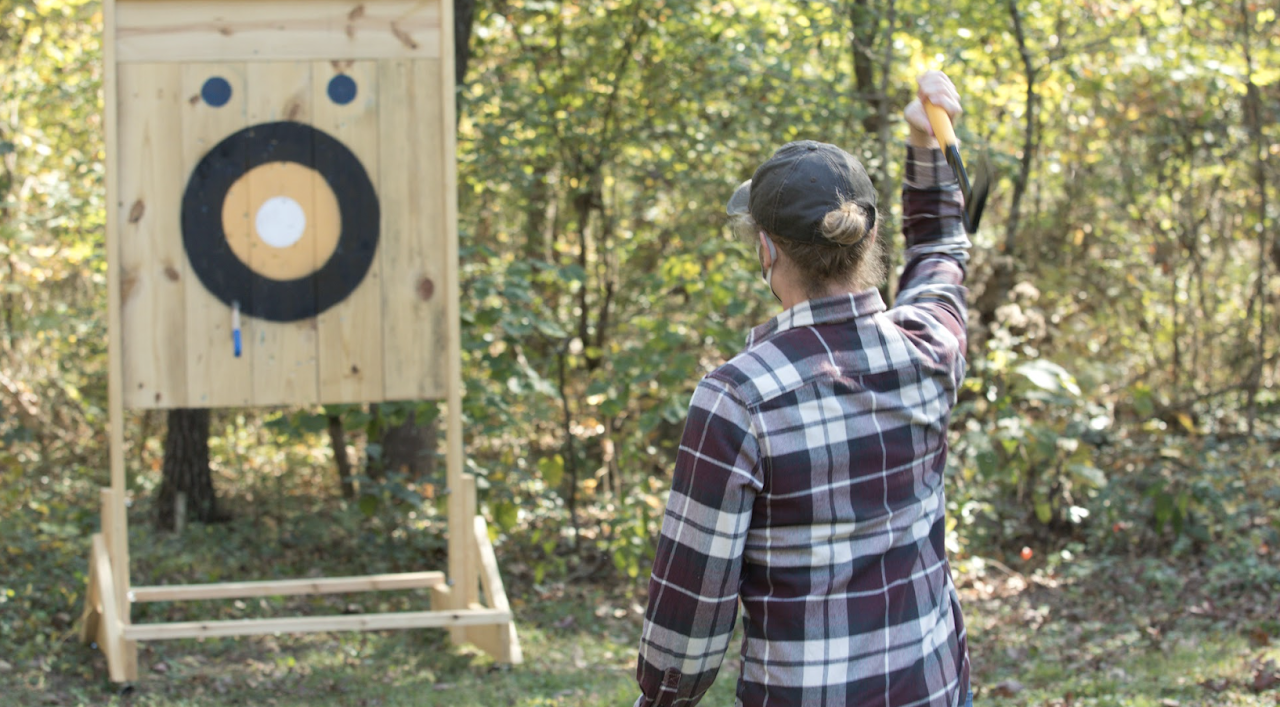 Nailed, this student just hit the target with an axe Nailed it! this student just hit the target with an axe